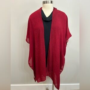 Jessica McClintock Woman’s Wrap Sheer Red With Black Bedazzled Details One Size